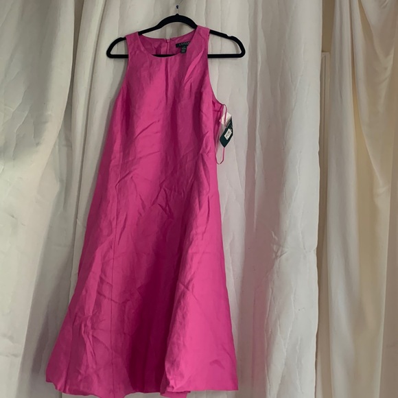 Lauren Ralph Lauren | Dresses | Lauren Ralph Lauren 0 Pink Linen Fit Flared  Midi Dress 10 | Poshmark